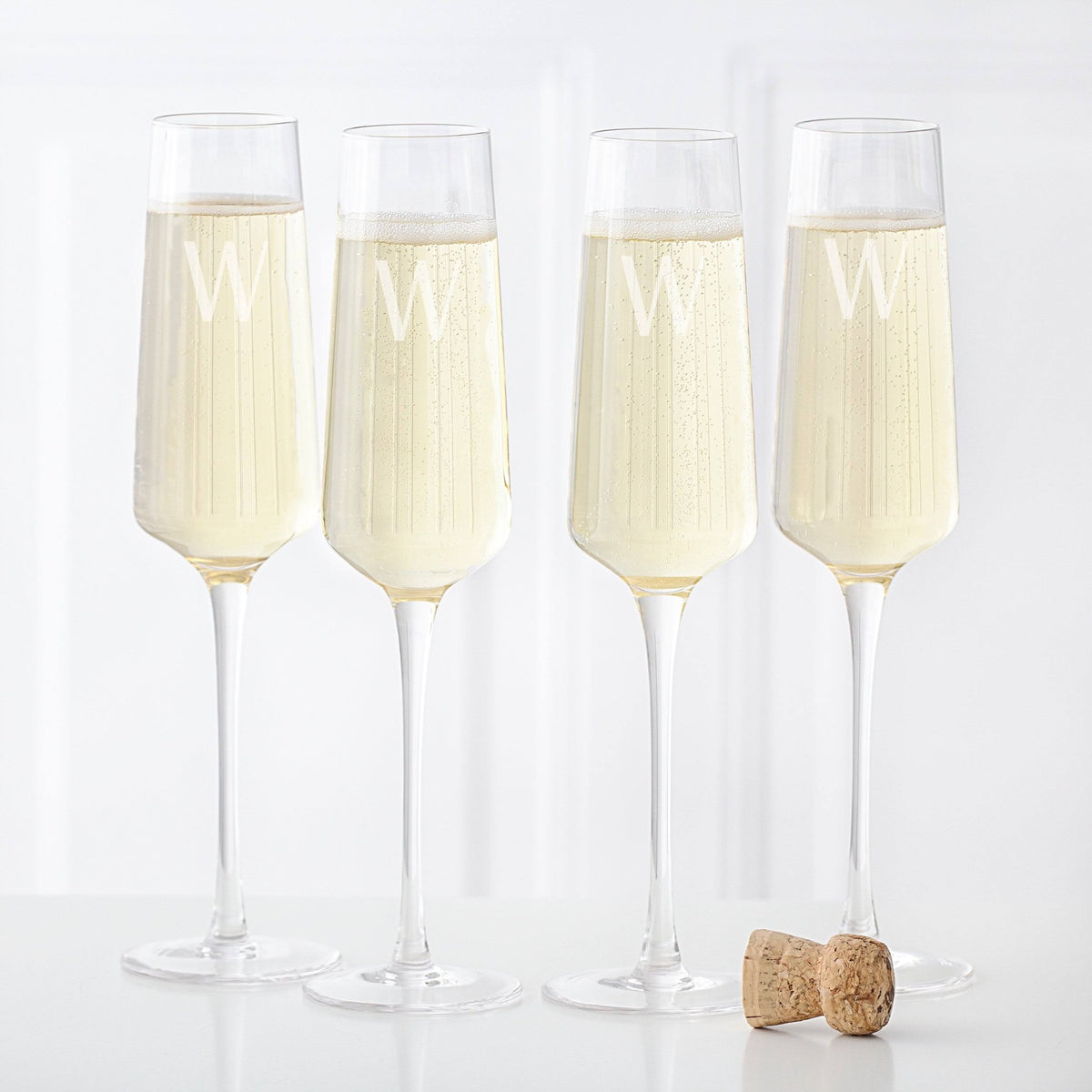 Set of 4 Monogram Champagne Flutes I14308