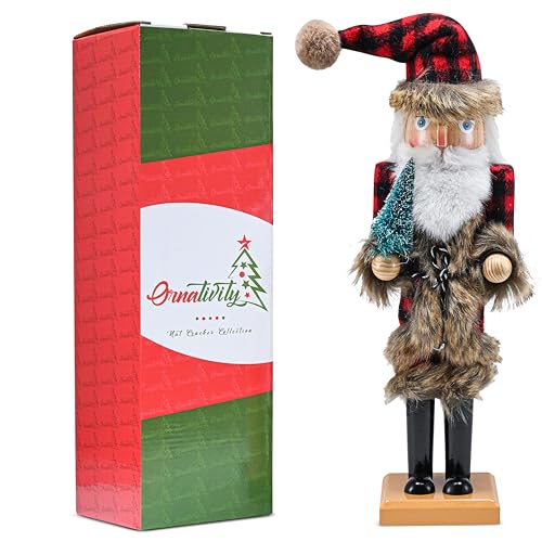 Red and Black Wooden Nutcracker Santa Claus 15" G853