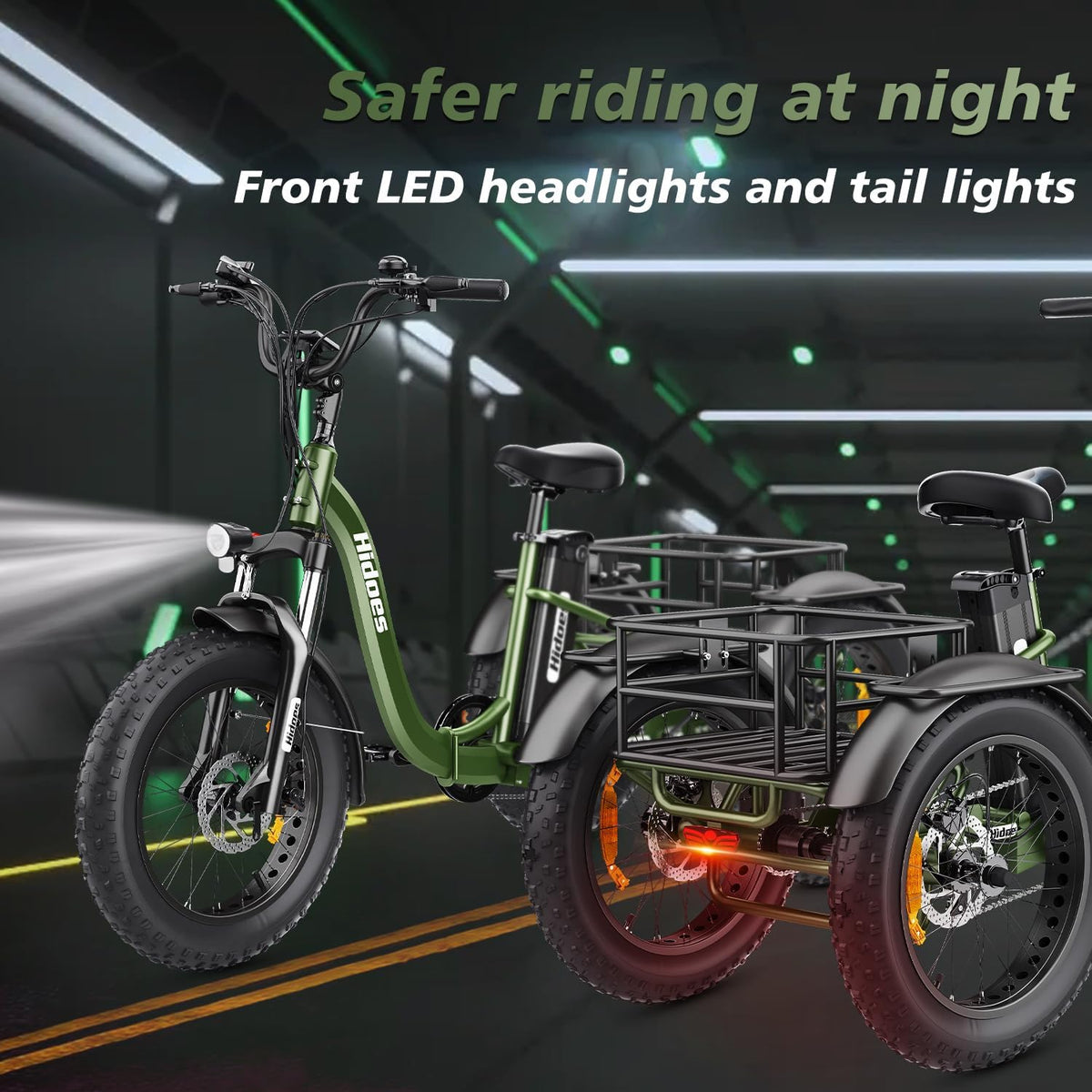 Electric Tricycle, 20"X 4.0" Fat Tire, 48V 20Ah Removable, 7 Speed Folding O526