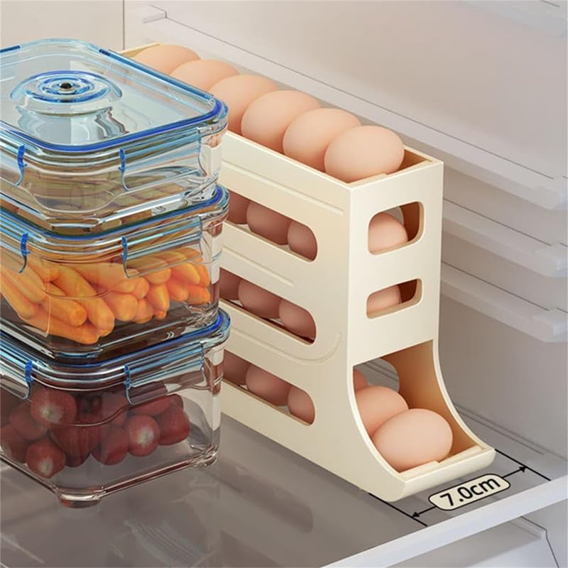 30 Egg Container Auto Rolling Egg Tray Storage (Gray) U77342