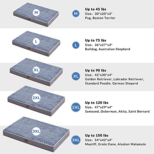 Orthopedic Large Dog Bed with Soft Rose Plush Removable Washable Cover and Non-Slip Bottom M6139