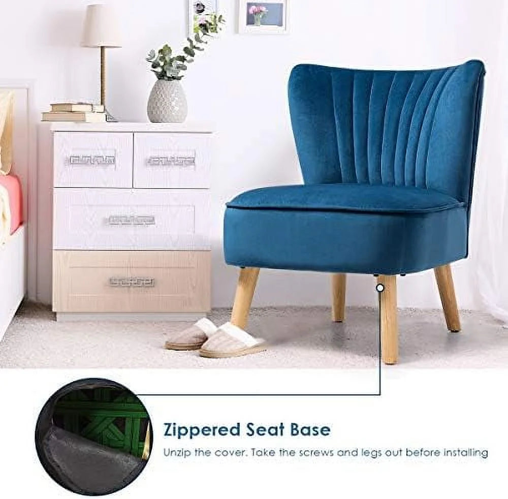 Velvet Accent Chair with Wood Legs V475