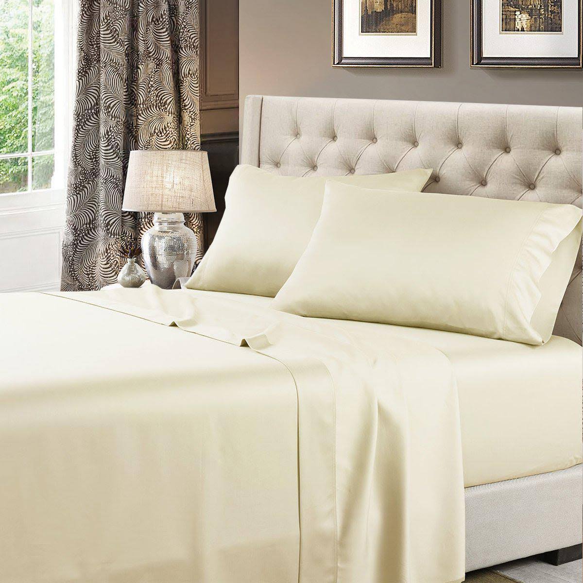 California King Cotton Sheets 600 Thread Count Ivory Z463054