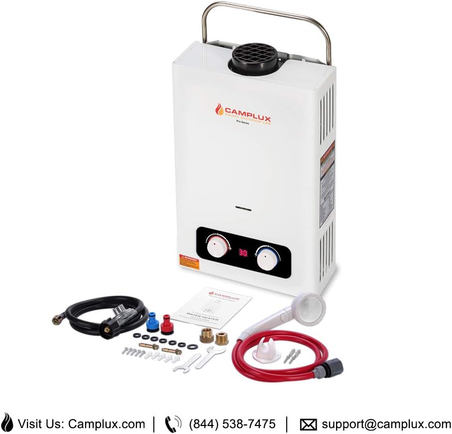 1.58 GPM Tankless Propane Water Heater with Portable Handle, White S783473