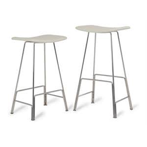 White Polished Stainless Steel Counter Stool H290989