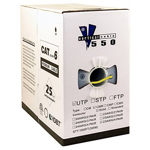 Cat6 UTP 23AWG Solid Bare Copper 1000ft Yellow Bulk Ethernet Cable C7321