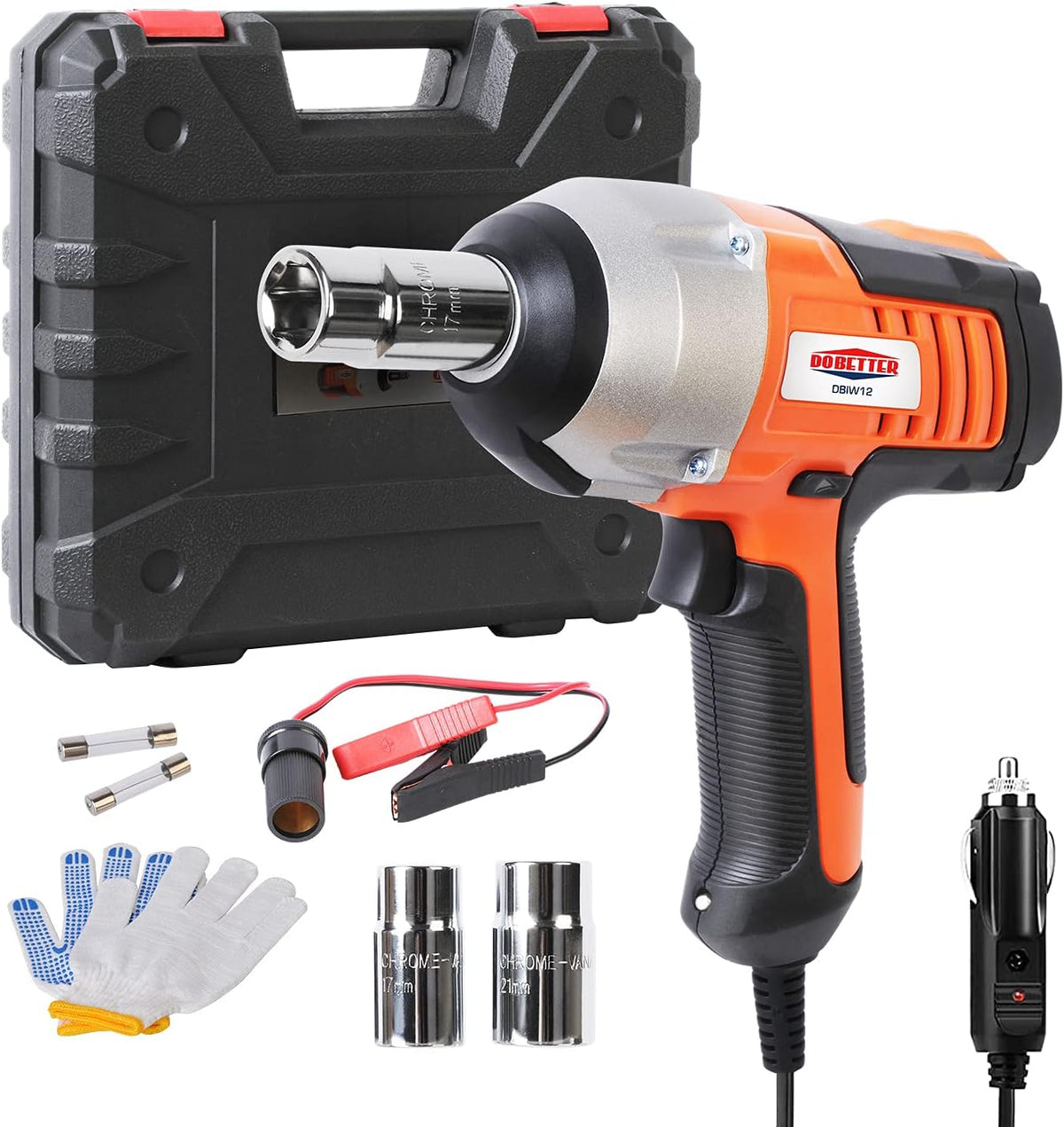 12V 1/2” Corded Electric Impact Wrench Kit with Sockets and Carry Case Z346