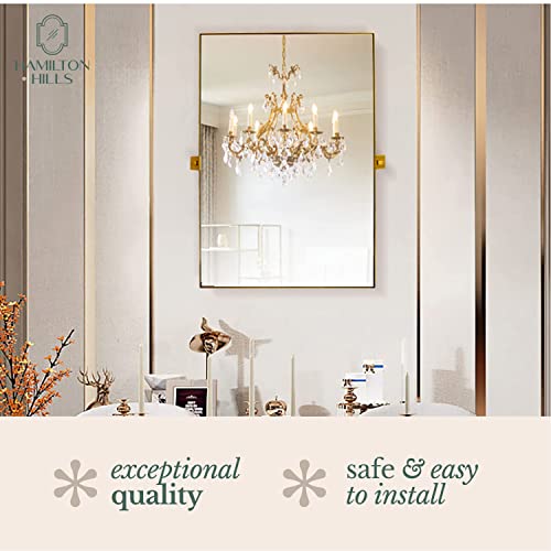 24x36 inch Gold Metal Framed Rectangular Pivot Mirror V931832