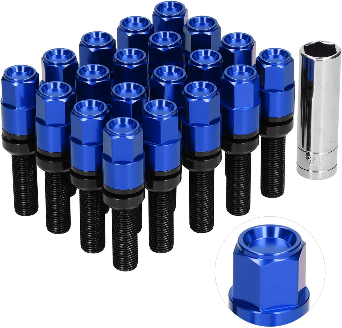 21pcs 42mm Extended Lug Bolt Kit M14x1.5 Ball Seat D191