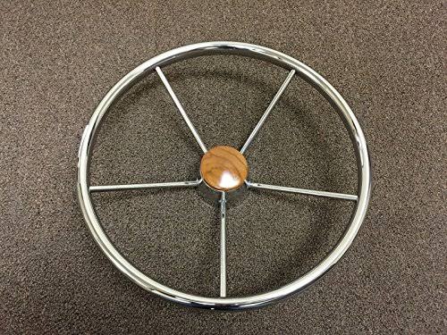 SS304 Five Spoke Steering Wheel with Teak Cap W82389