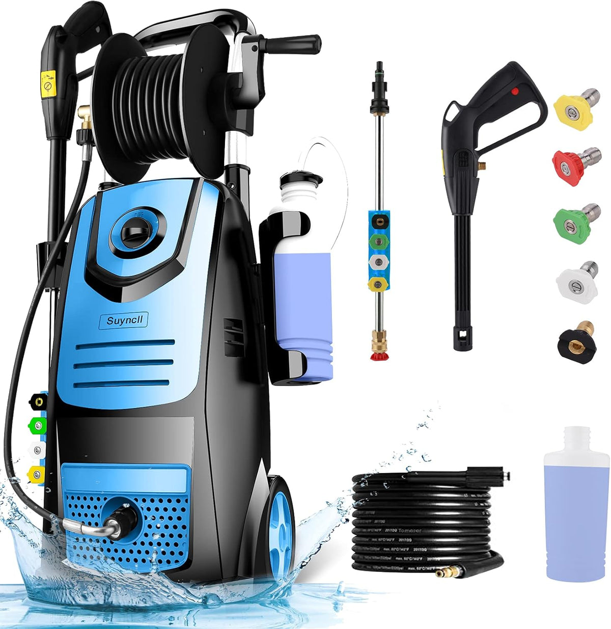 Electric Power Washer with 5 Nozzles and Hose Reel T59011