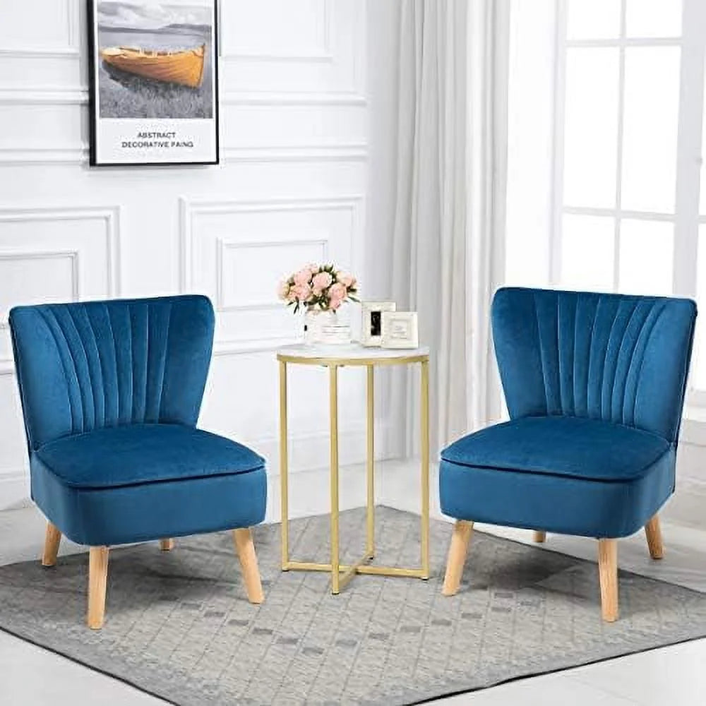 Velvet Accent Chair with Wood Legs V475