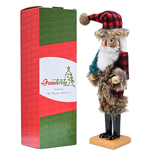 Red and Black Wooden Nutcracker Santa Claus 15" G853