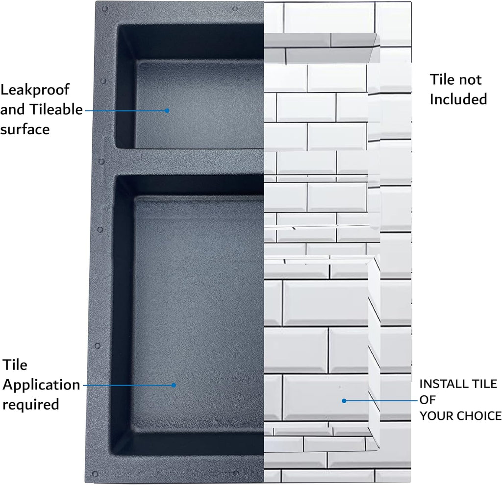 Black Matte Shower Niche Tile Template V347522