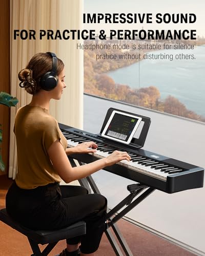 88 Key Weighted Full Size Digital Piano with Stand and Sustain Pedal B7831