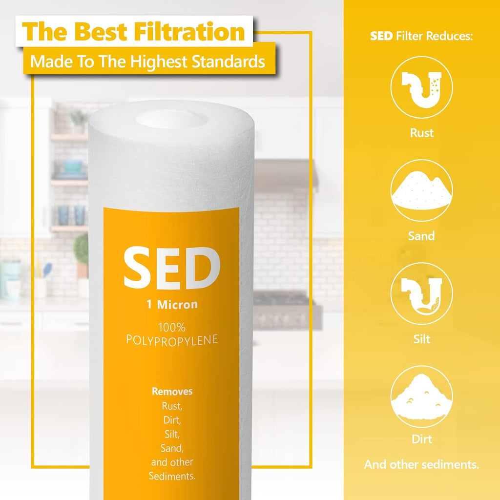 50 Pack 1 Micron 10 inch Sediment Water Filter Replacement J27847