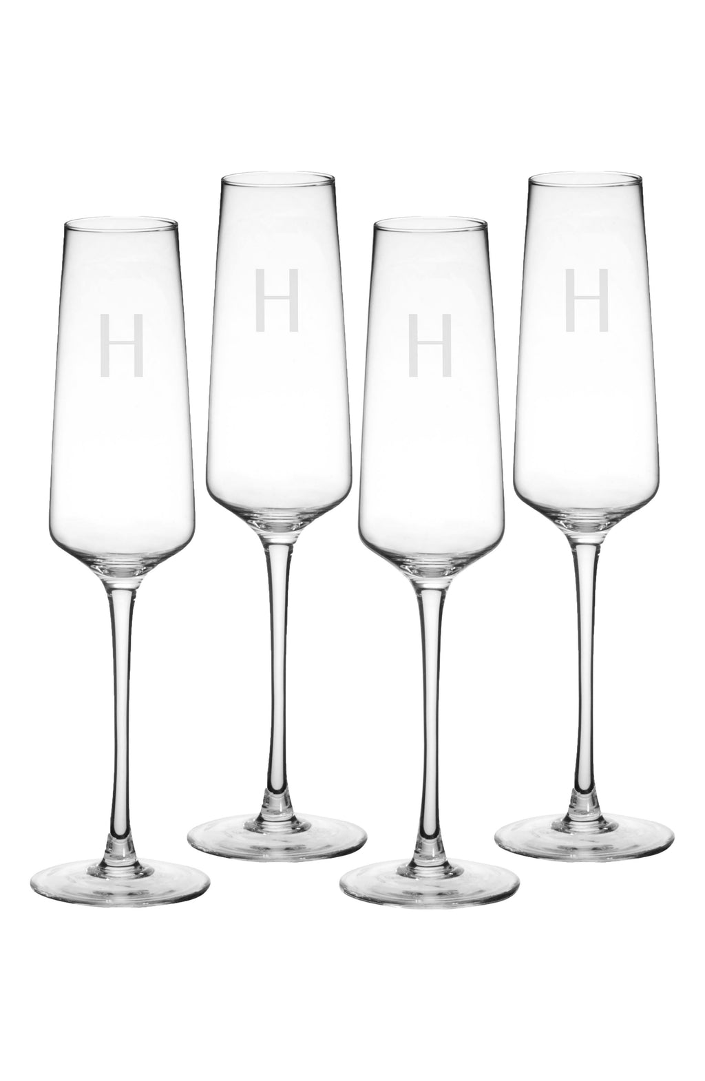 Set of 4 Monogram Champagne Flutes I14308