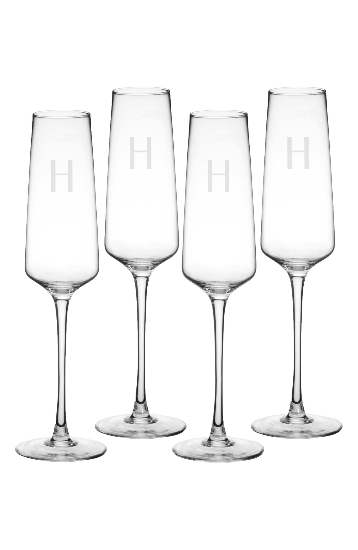 Set of 4 Monogram Champagne Flutes I14308