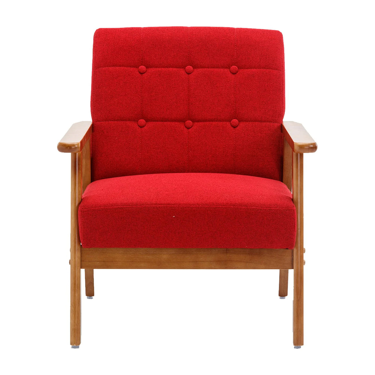 Accent Chairs Set of 2 with Side Table, Wood and Fabric Armchairs P101205