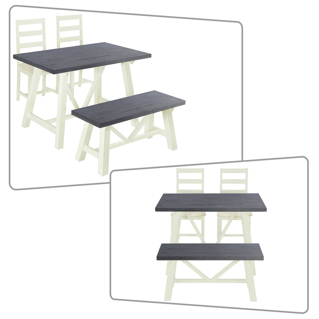 4-Piece Dining Table Set with Bench and 2 Chairs R231