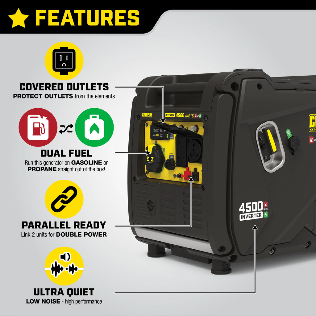 4500-Watt Portable Dual Fuel Inverter Generator D23483
