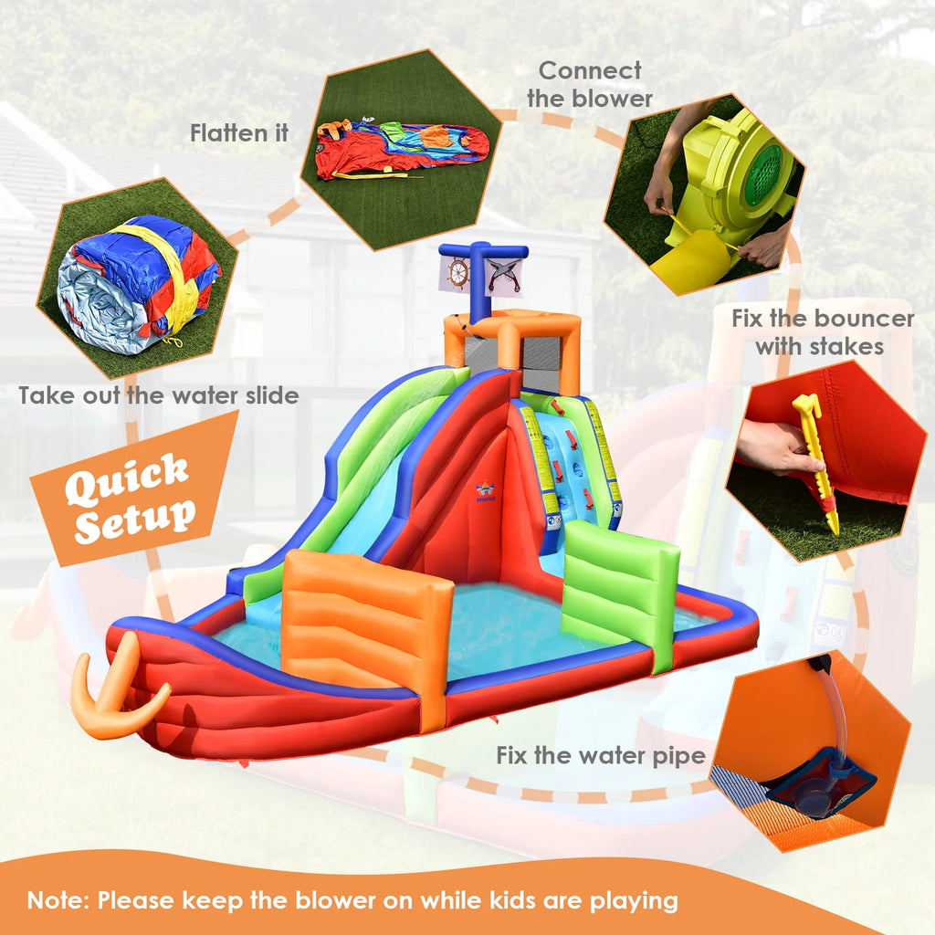 6-in-1 Inflatable Castle with Water Guns & Blower K243355