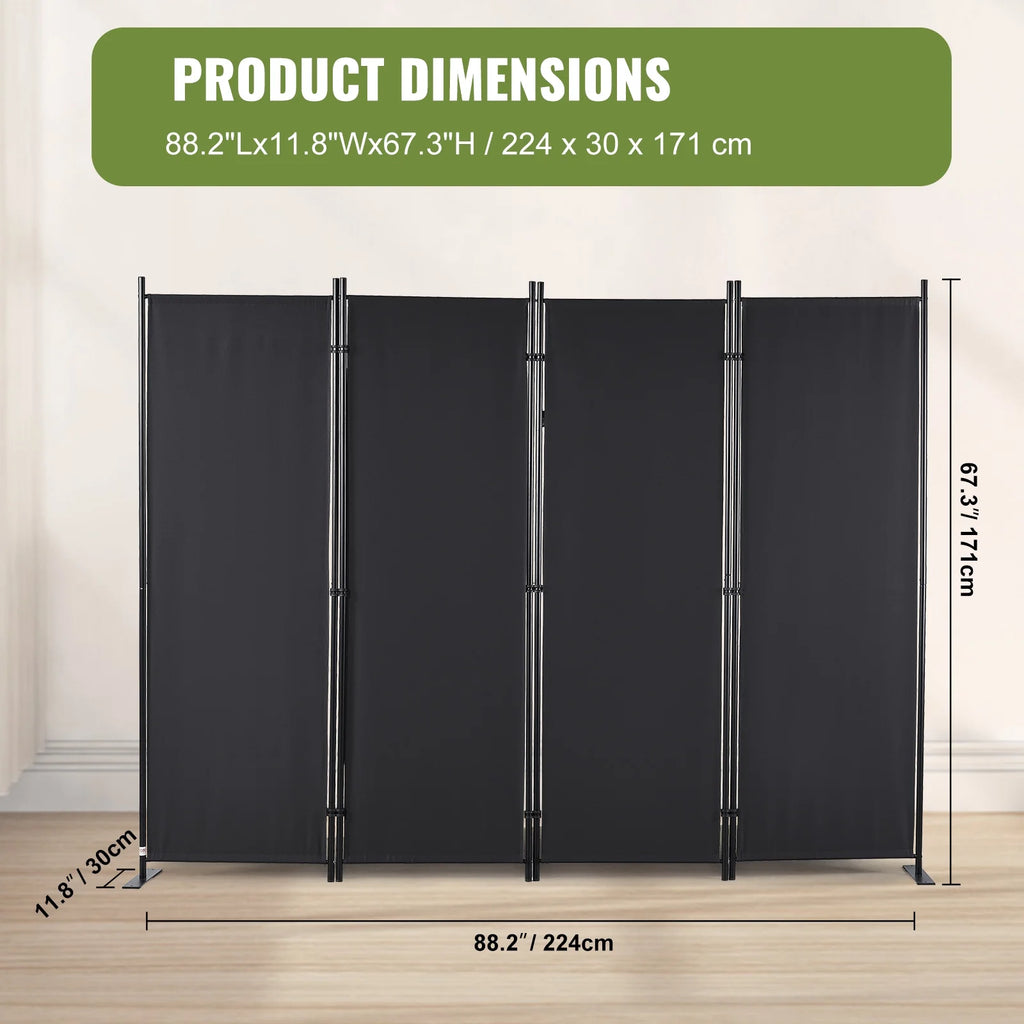 4-Panel Folding Fabric Room Divider F694313