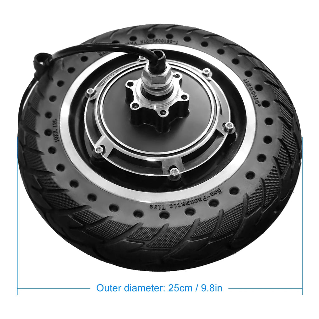 10'' Electric Scooter Front Tire with Hub Motor 48V 500W Brushless Wheel Replacement B12577