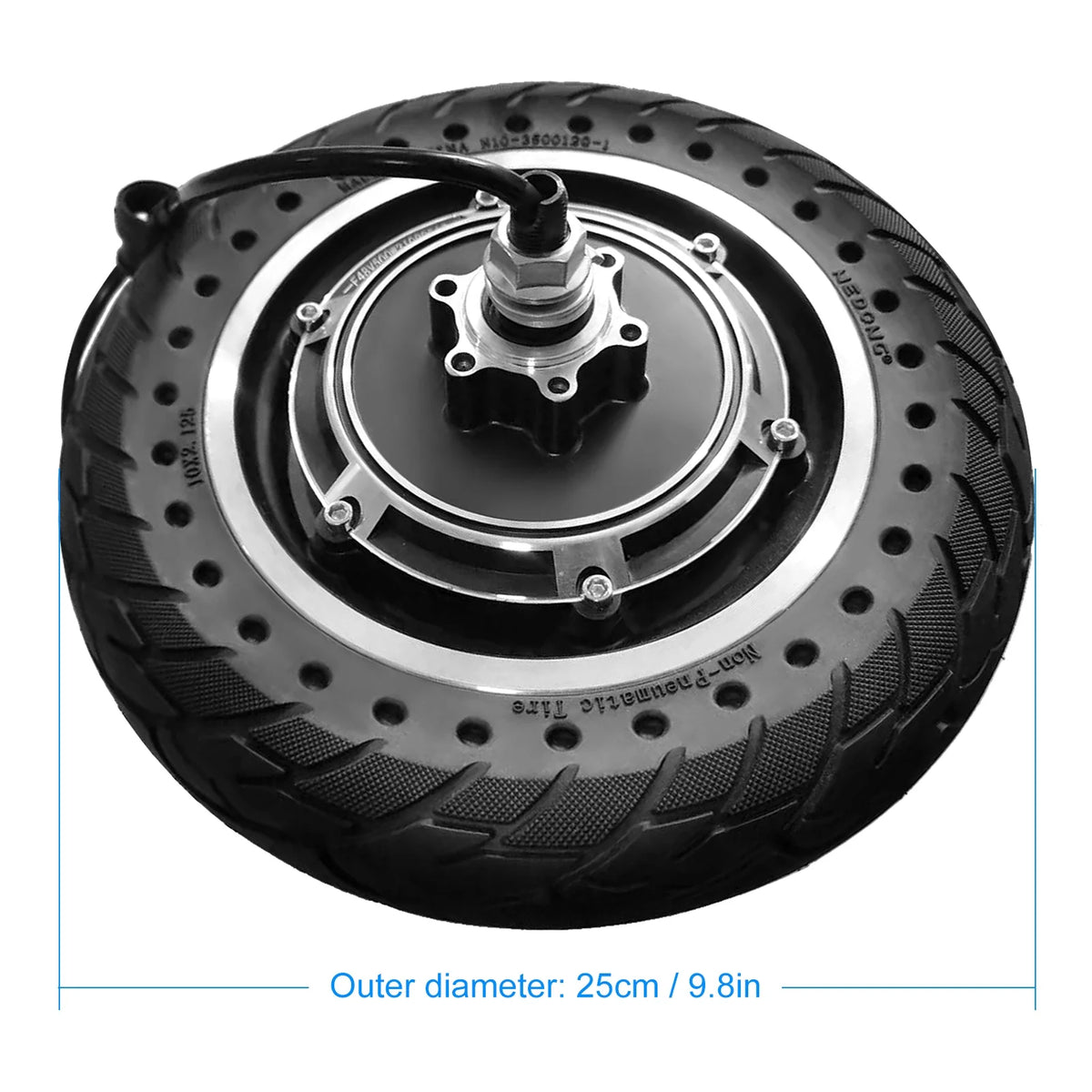 10'' Electric Scooter Front Tire with Hub Motor 48V 500W Brushless Wheel Replacement B12577