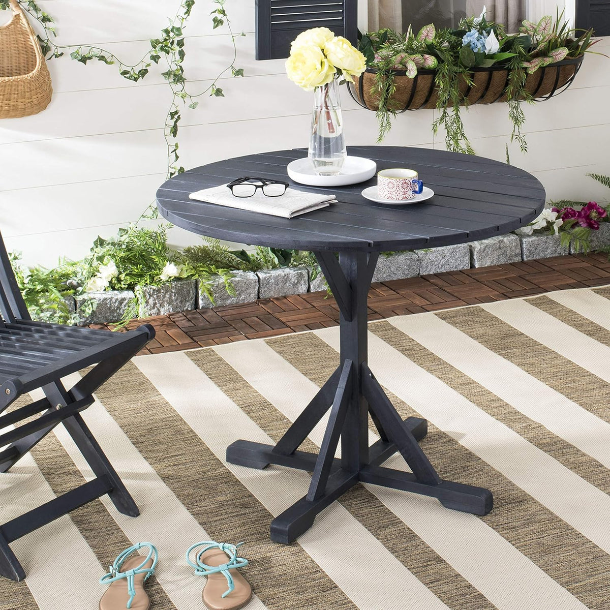 Dark Slate Gray Round Accent Table N28540