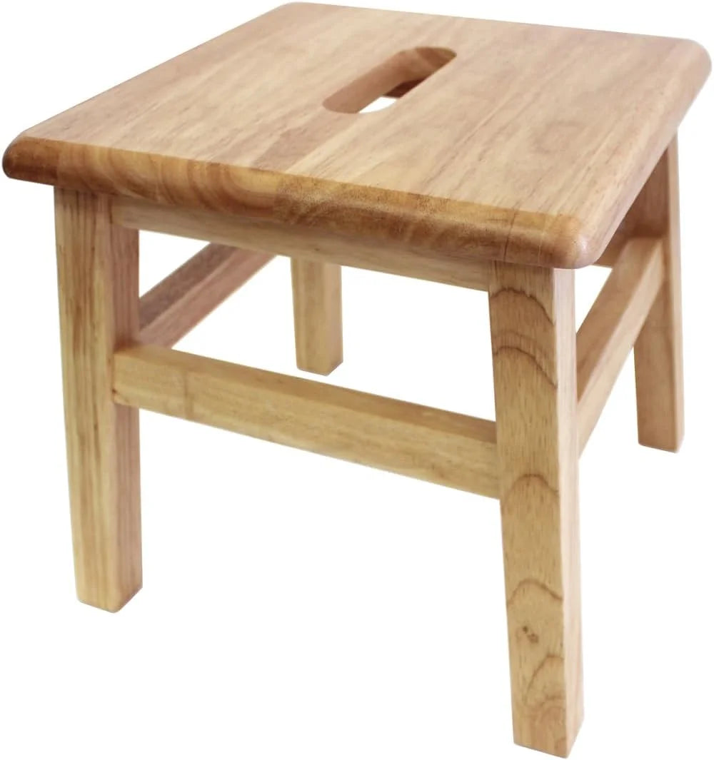 Solid Hardwood Wooden Step Stool, 12.25 Inches Height, Natural S129190