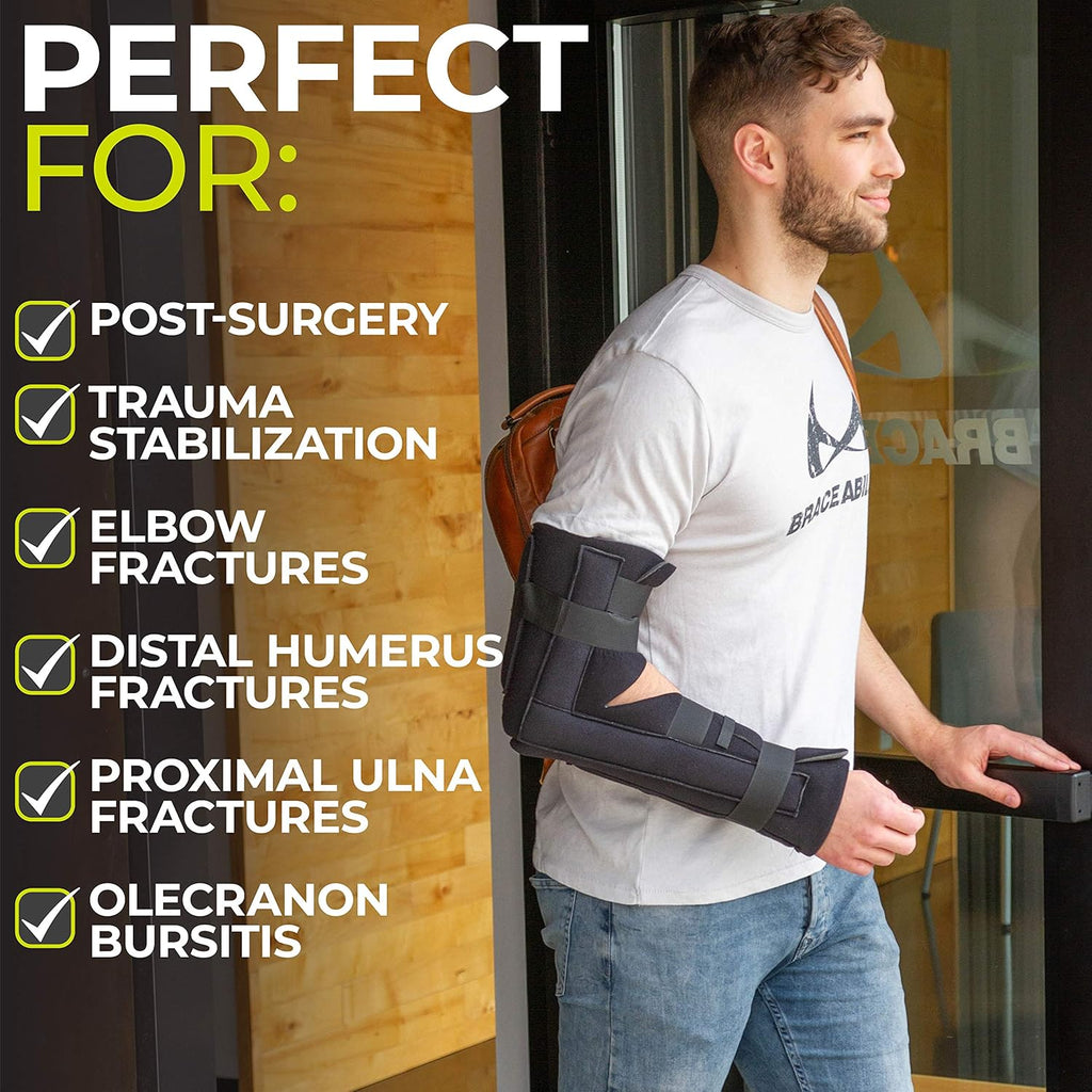 Elbow Immobilizer Brace, Removable Long Arm Cast and Soft Forearm Orthosis Splint (L/XL) Pack of 2 B6981