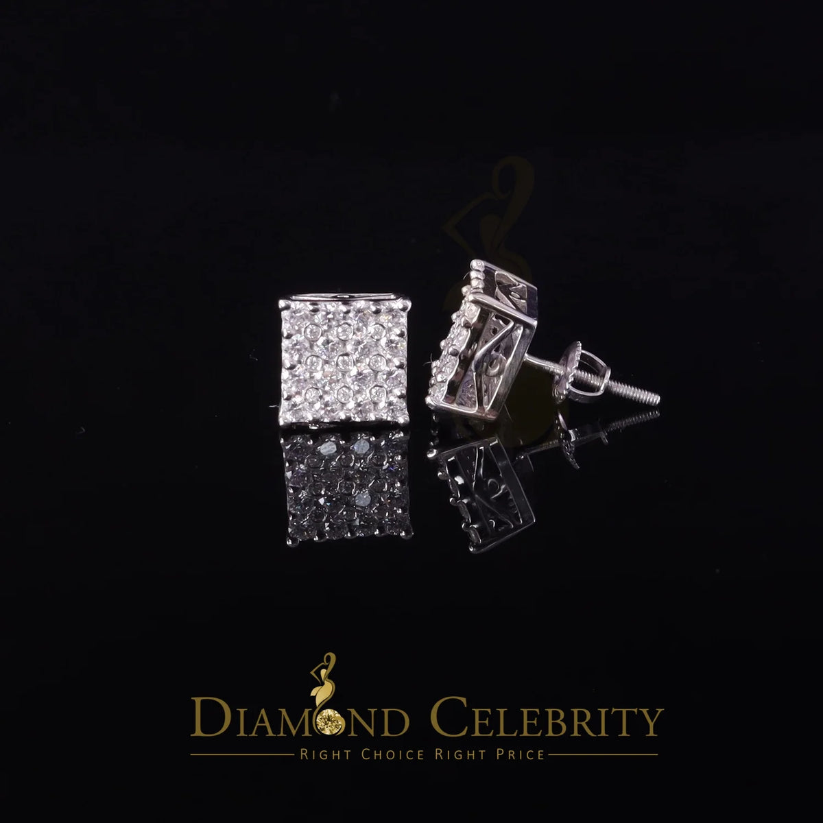 925 Silver White Moissanite Square Stud Earrings X203048