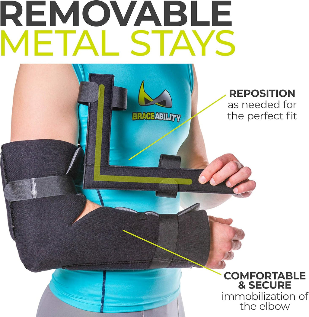 Elbow Immobilizer Brace, Removable Long Arm Cast and Soft Forearm Orthosis Splint (L/XL) Pack of 2 B6981