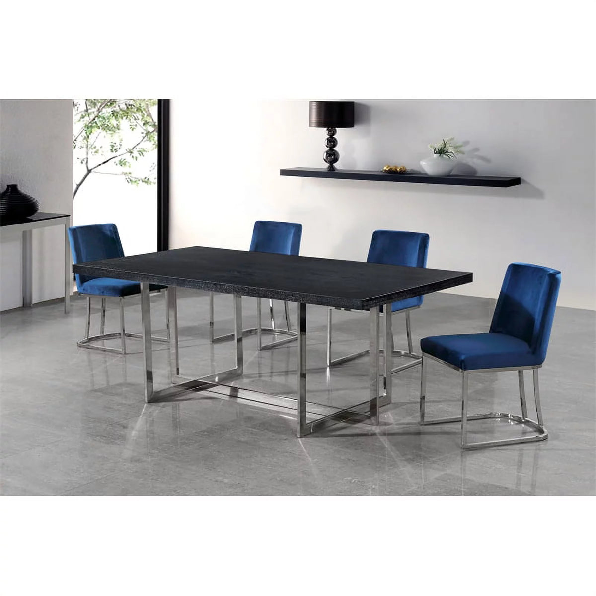 Navy Velvet Dining Chair Set of 2 A836880