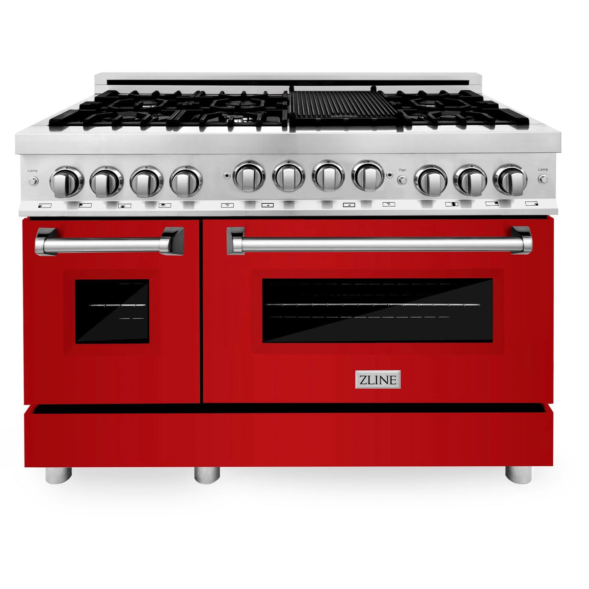 48 Inch Gas Range with Stainless Steel and Red Gloss Door I455