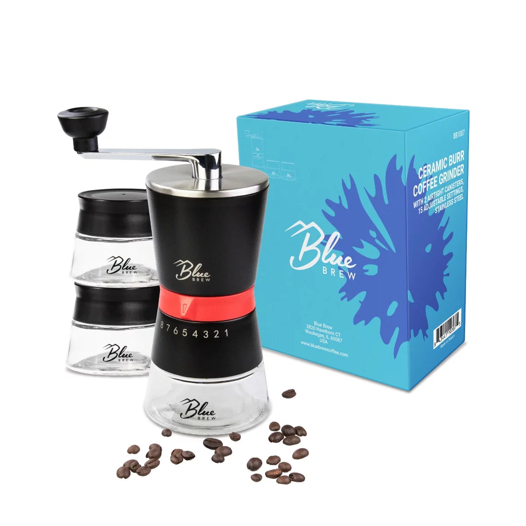 Manual Coffee Grinder with Conical Ceramic Burrs and 2 Airtight Glass Jars U3276