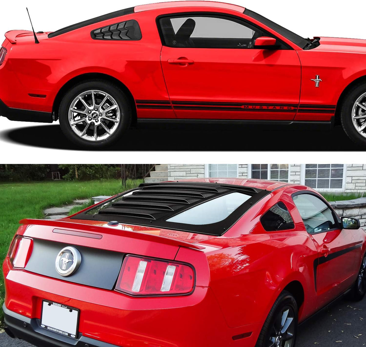 3pcs ABS Matte Black Rear & Side Window Louvers S494421