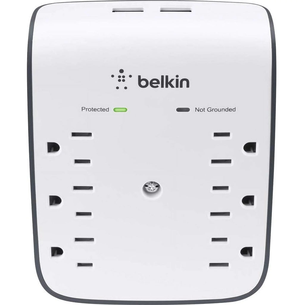 6 Outlets 2 USB Ports Wall Mount Surge Protector X2567