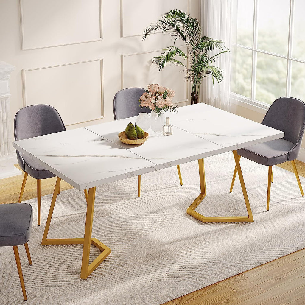 White Faux Marble Dining Table R74115