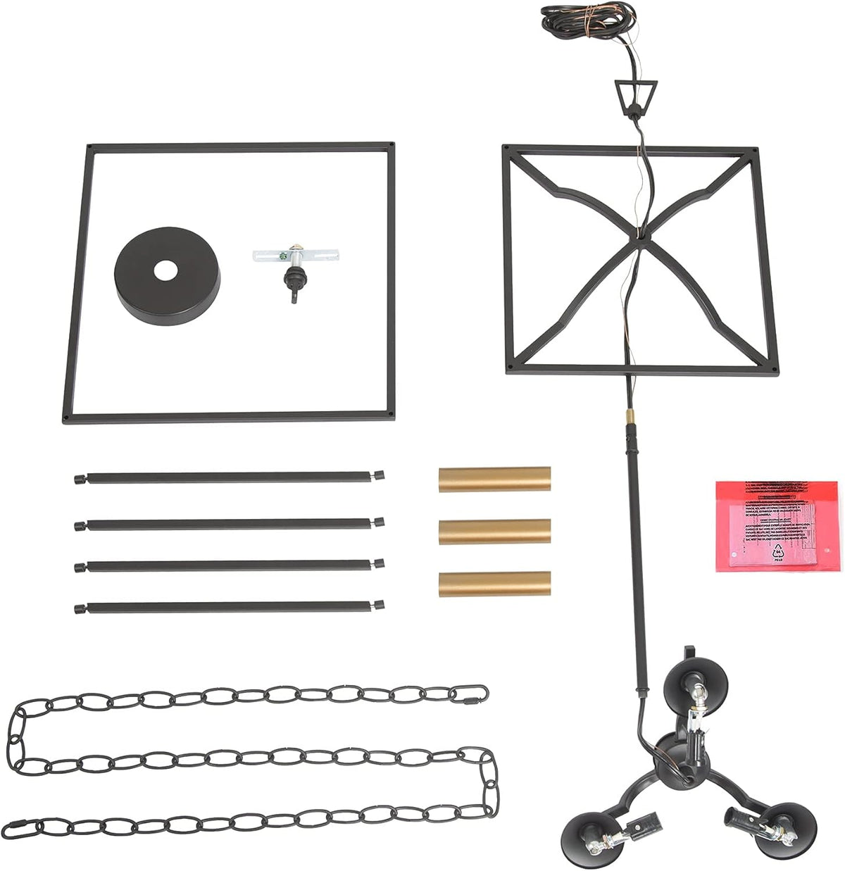 Black Modern 3-Light Lantern Cage Chandelier S623