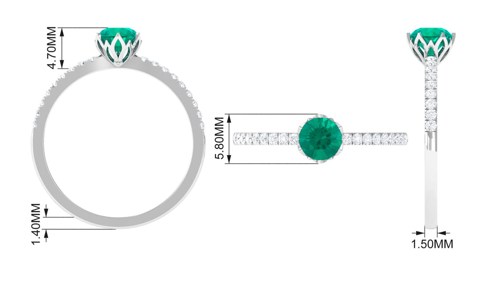 Emerald and Diamond 925 Sterling Silver Promise Ring T3561