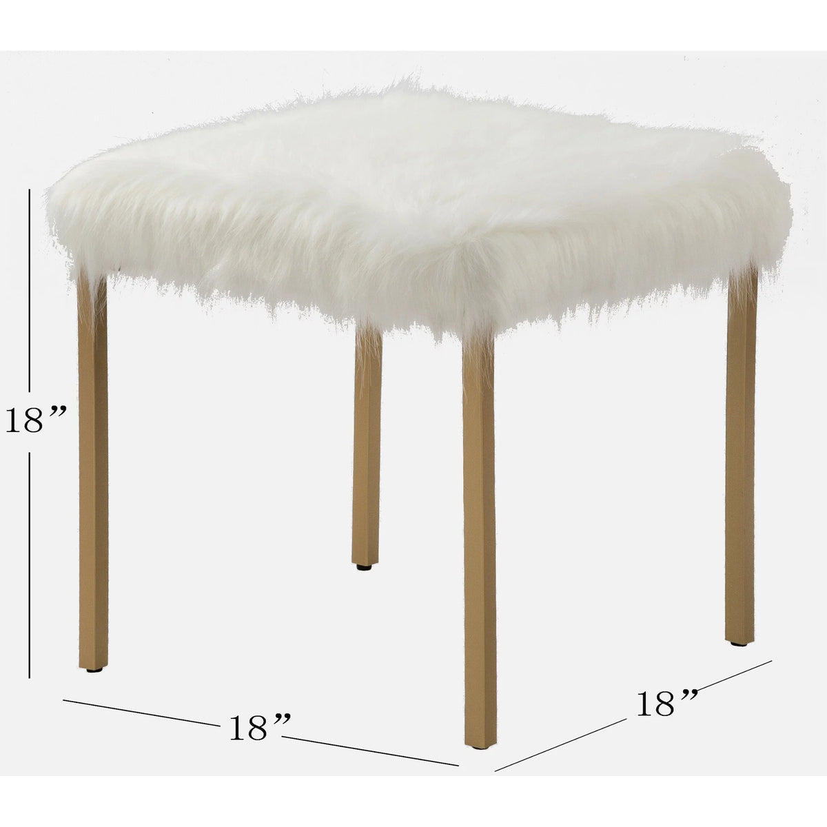 18" Square Metal Ottoman Grey Polyester V486174