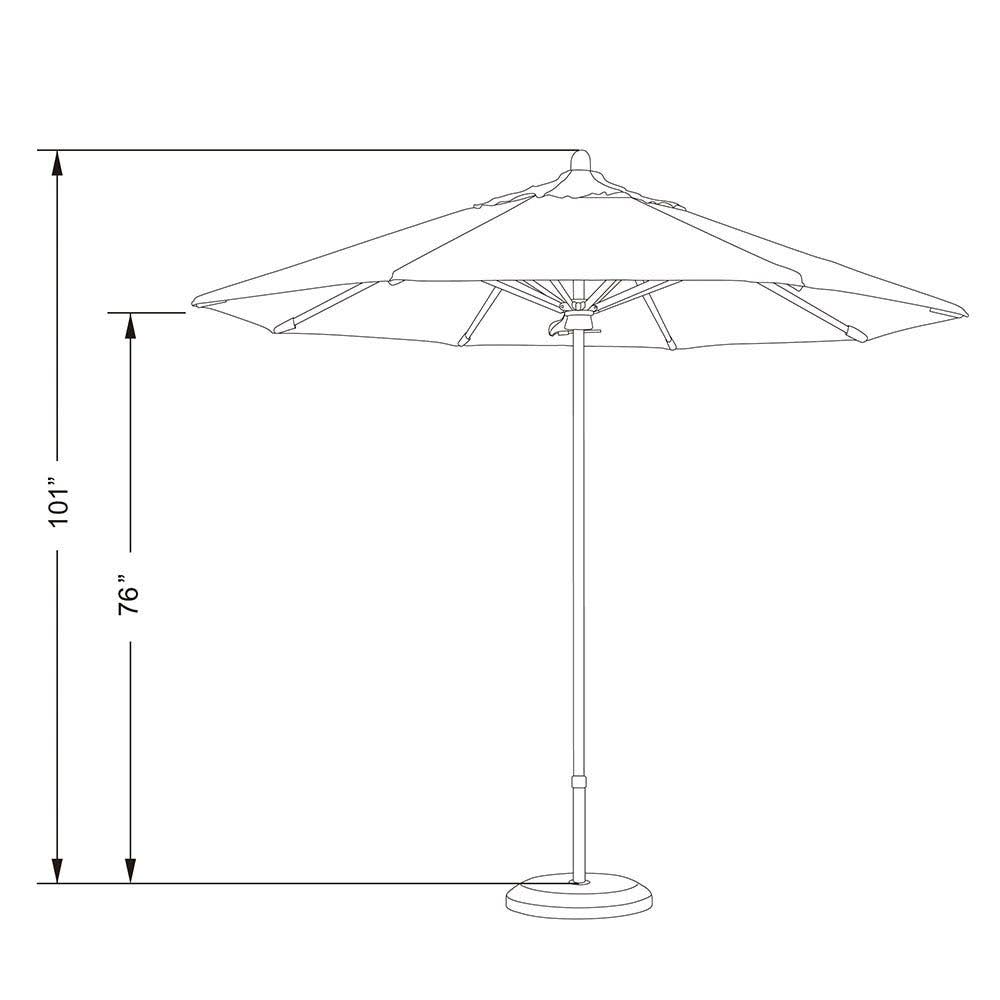 Forest Red Oak Fiberglass Pole Market Umbrella with Pulley Lift E910398
