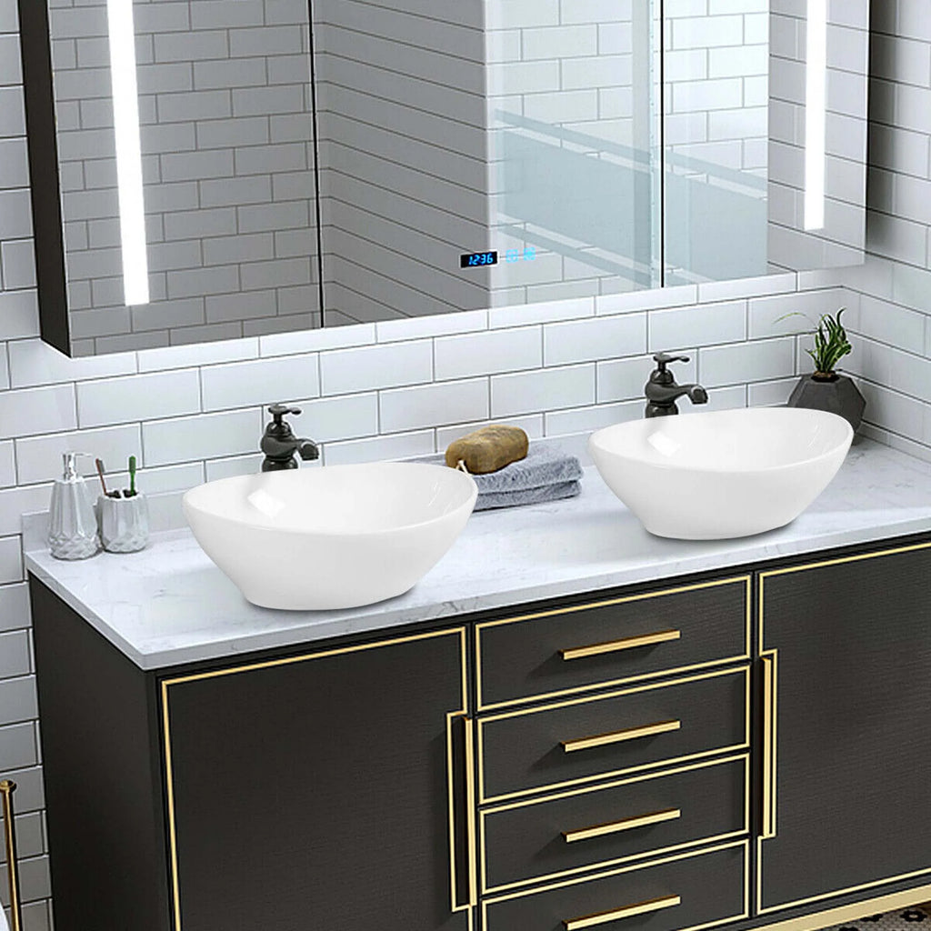 Oval Ceramic Vessel Sink with Pop Up Drain T67458