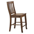 24 in. Slat Back Wood Counter Stool Set of 2 Brown F175