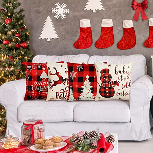 Christmas Pillow Covers 18x18 Inch Set of 4 Y968
