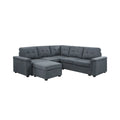 Gray Woven Fabric 6-Seater Sectional Sofa with Ottoman M388662