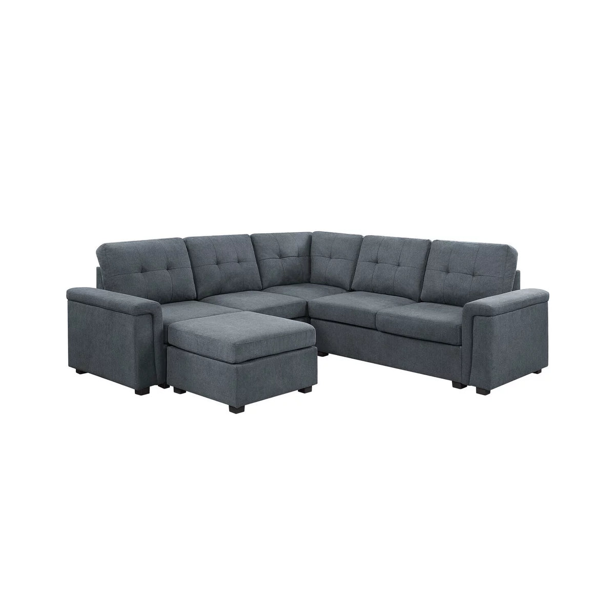 Gray Woven Fabric 6-Seater Sectional Sofa with Ottoman M388662