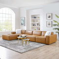 5-Piece Vegan Leather Sectional Sofa in Tan F9629